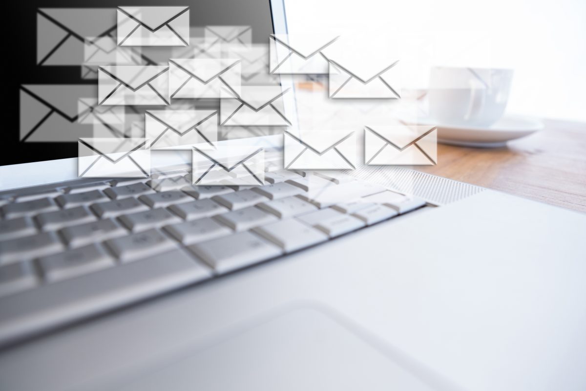 messages floating laptop