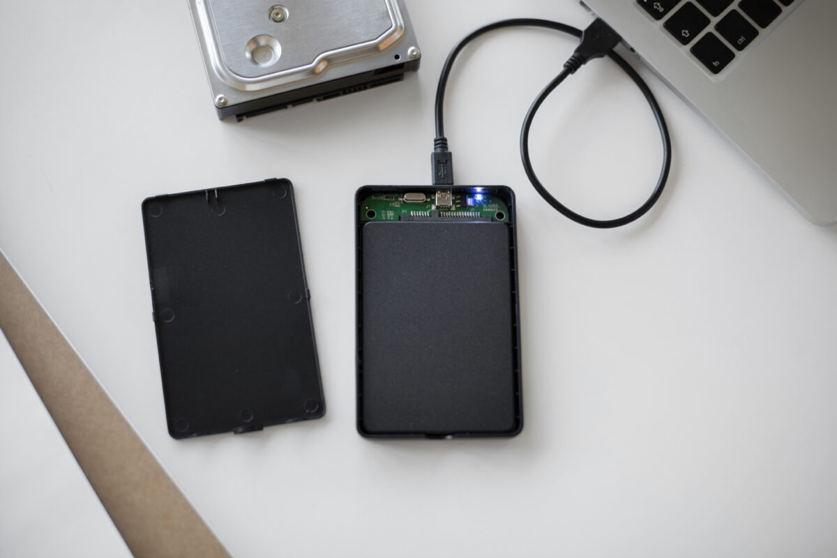 man using external storage used