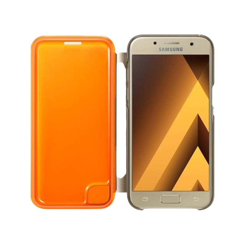 Coque Folio Galaxy A3 2017 | Doré / Orange Fluo 3 Coque Folio Samsung Galaxy A3 2019 – DoreOrange Fluo