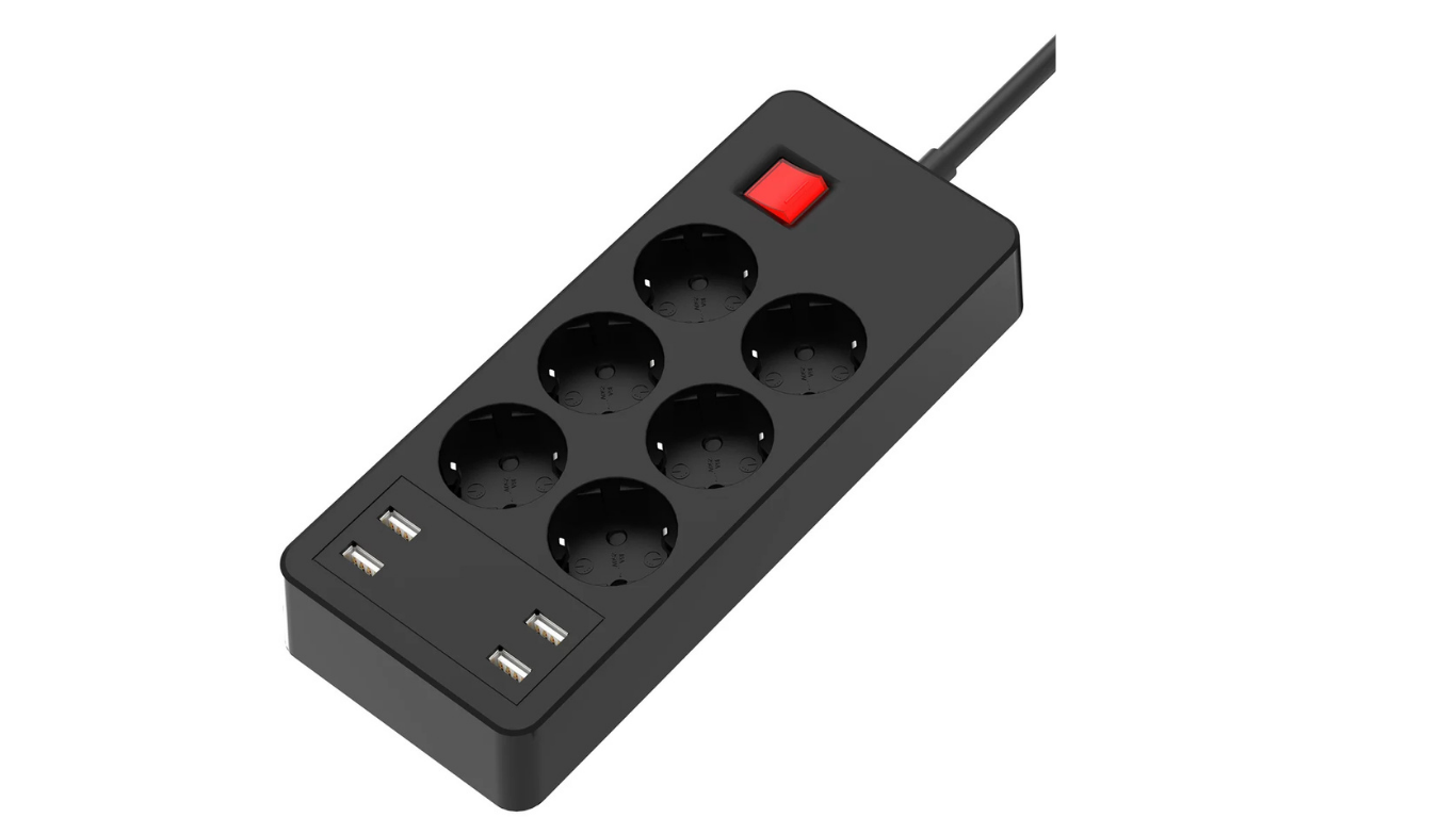 Multiprise XQISIT 6 Prises + 4 Ports USB-A – Protection Surtension – Noire 2 techandcie.commultiprise xqisit 6prises 4usb noir