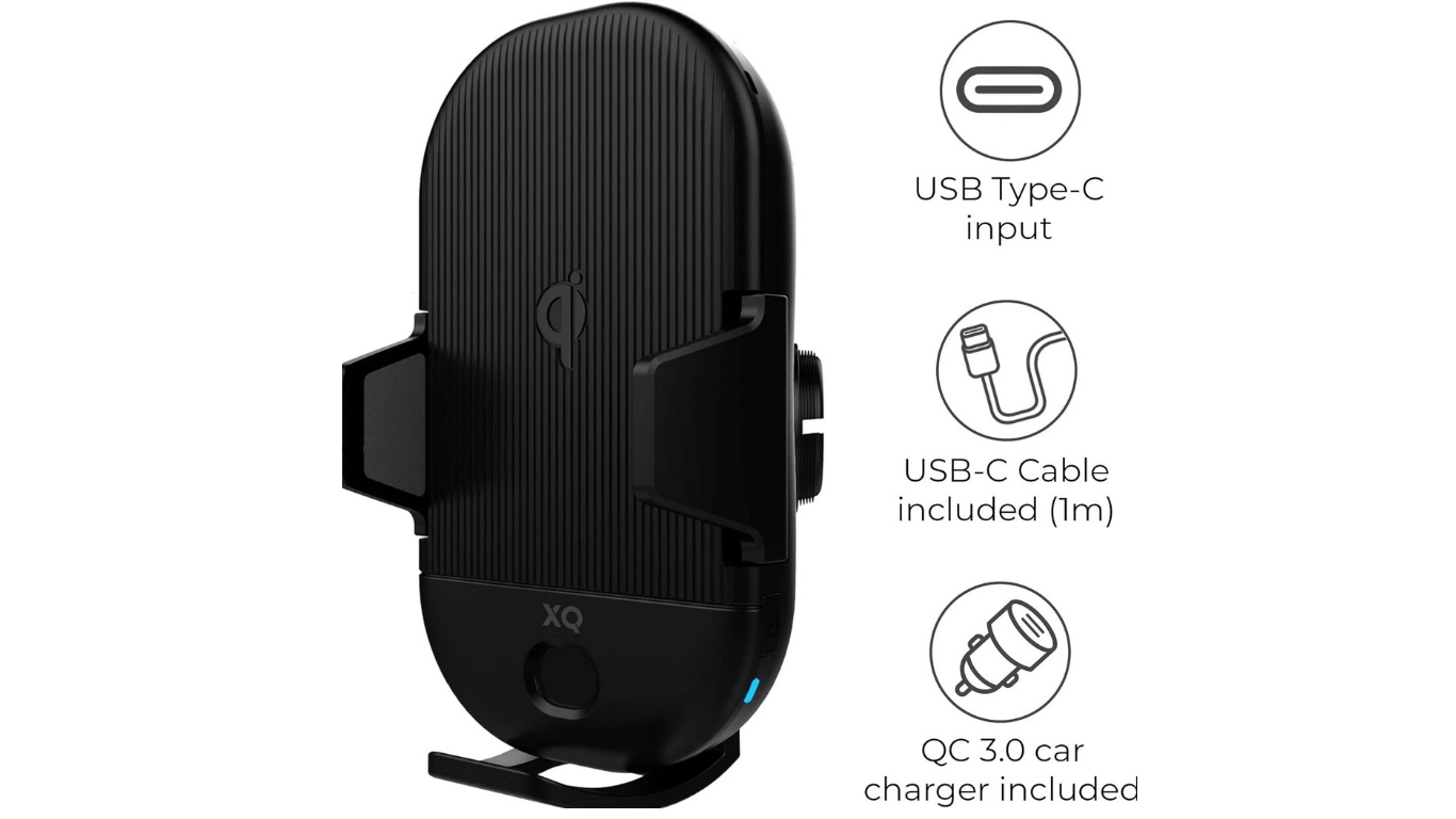 Support Voiture XQISIT 2-en-1 avec Chargeur Sans Fil 15W Qi & Capteur Infrarouge – Noir 4 techandcie.comsupport voiture xqisit qi15w capteur infrarouge1